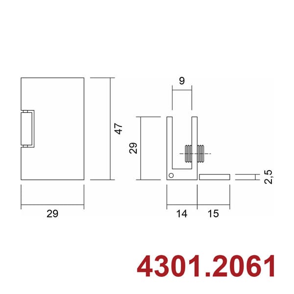 Bản lề tủ kính 2061 - Ảnh 3