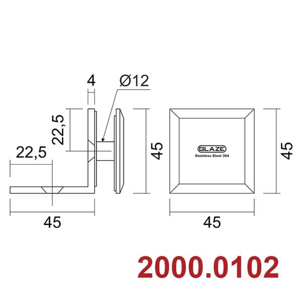 Kẹp kính tường 90° 2000 - Ảnh 2