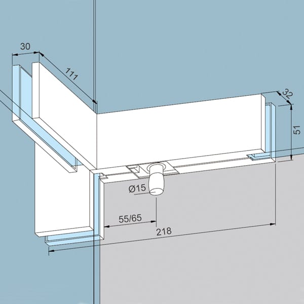 Kẹp kính đỉnh F cửa bản lề sàn bên trái - Ảnh 2